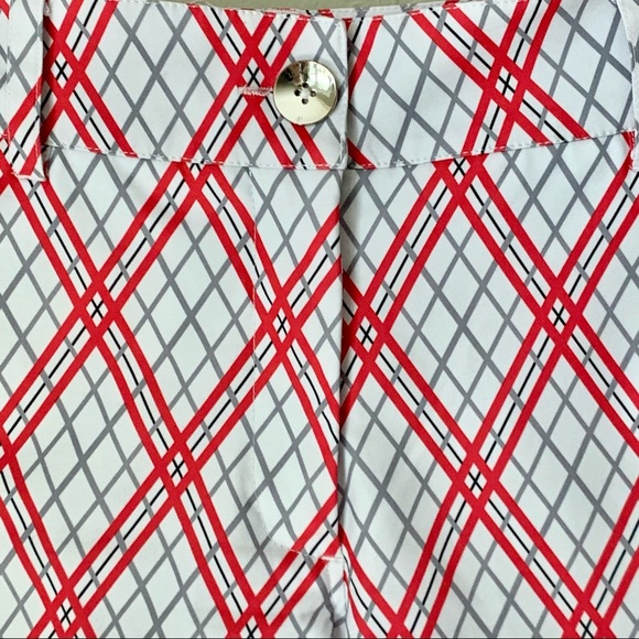 GG BLUE Golf Shorts Diamond Plaid Long Short Red White Grey Size 6 - Picture 10 of 16